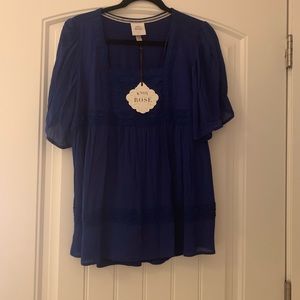 Knox Rose Square Neck Crochet Trim Blouse